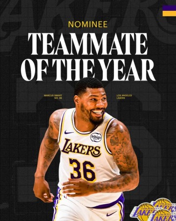 九游娱乐官方平台-湖人官方：恭喜斯马特入选最佳队友奖的候选名单！